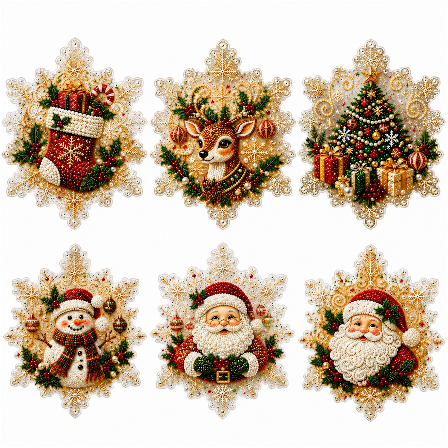 DIY Snowflake Santa Acrylic Rhinestone Magnetic Kit