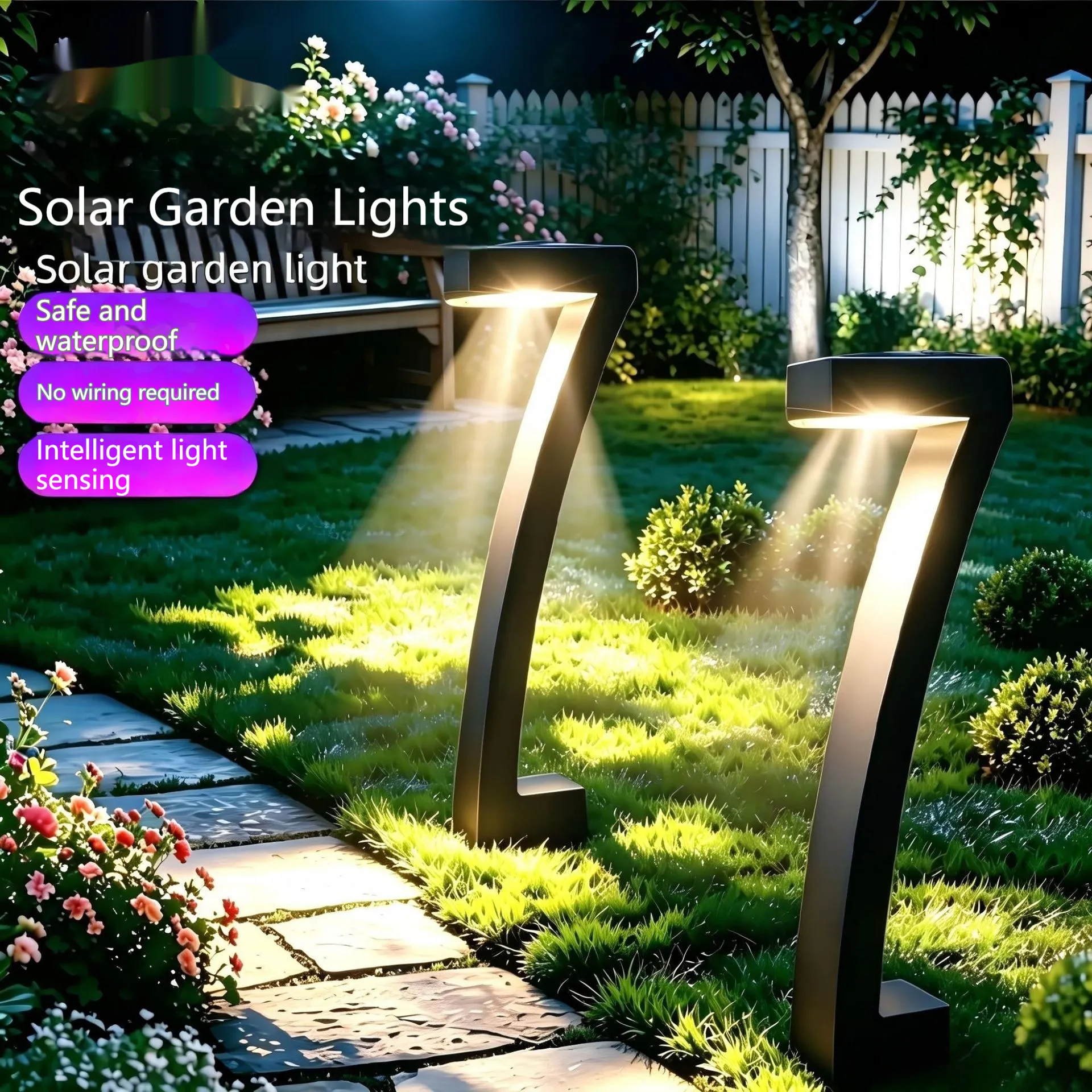 Square Waterproof Solar Lawn Light Outdoor Garden