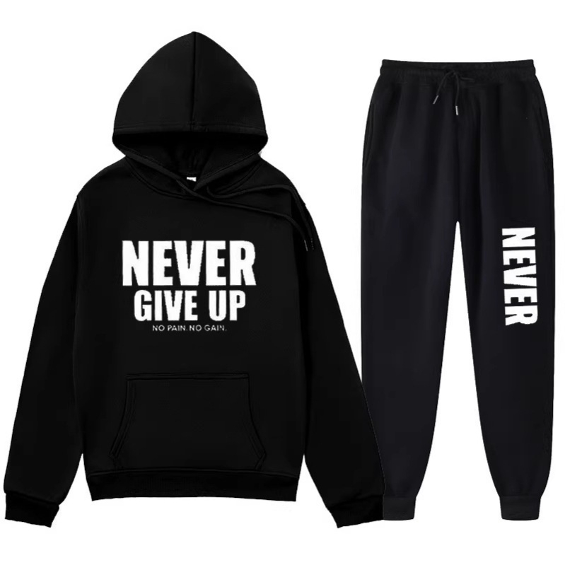 Letter-print Hoodie And Sweatpants Set Mens Sportswear Suit