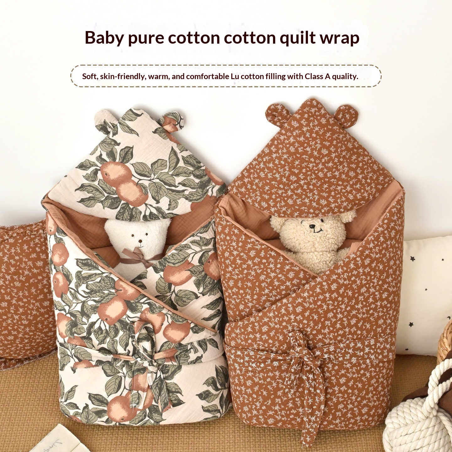 Baby Autumn And Winter Thickened Swaddling Blanket Pure Cotton Gauze