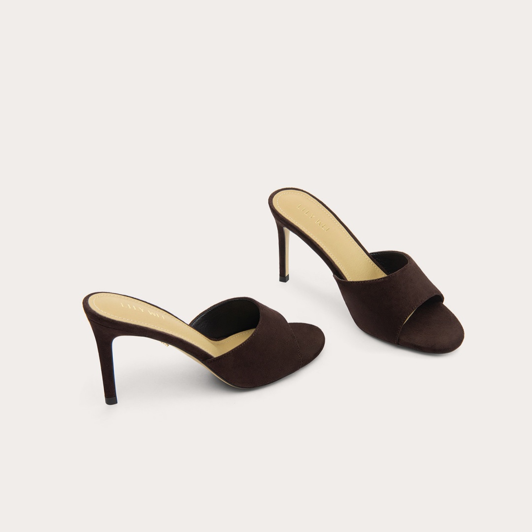 Dark Brown Suede Stiletto-heel Sandals For Women