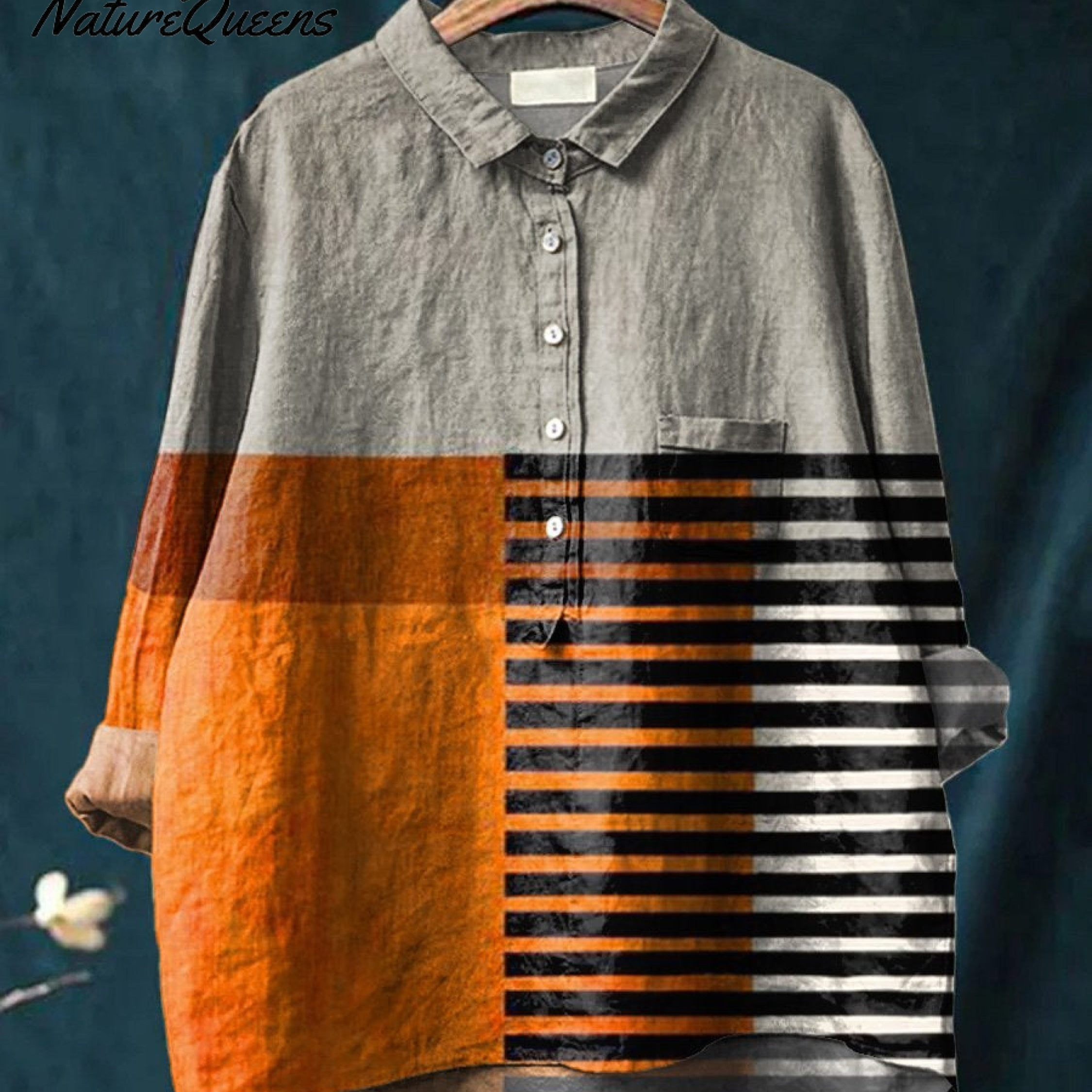 Lapel Long Sleeve Shirt Retro Line Polka Dot Top
