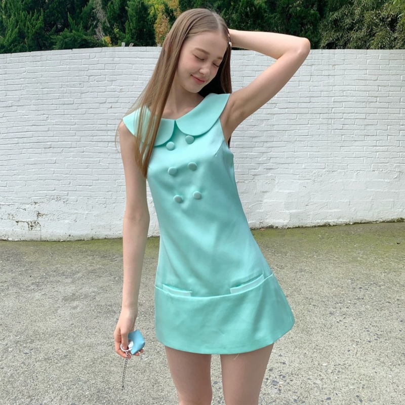 Summer French-style Mint Green Dress