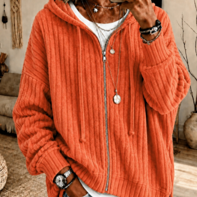 Women's textured zip-front drawstring hoodie supplier image 1