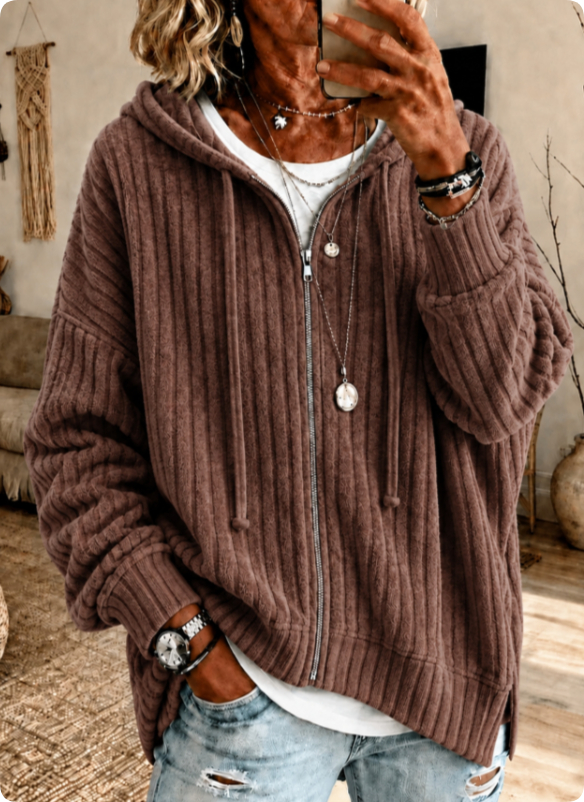 Women's textured long-sleeve hoodie supplier image 5