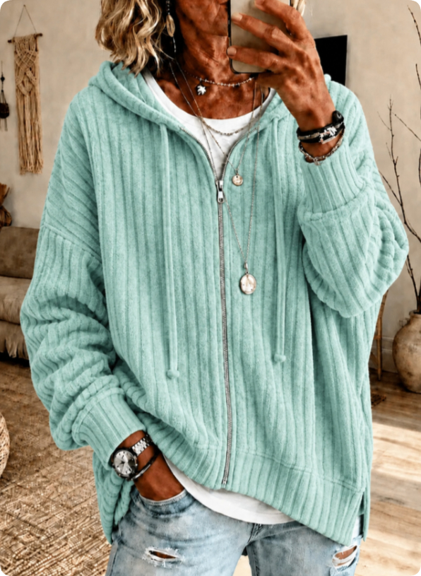 Women's drawstring zip-front hoodie supplier image 3