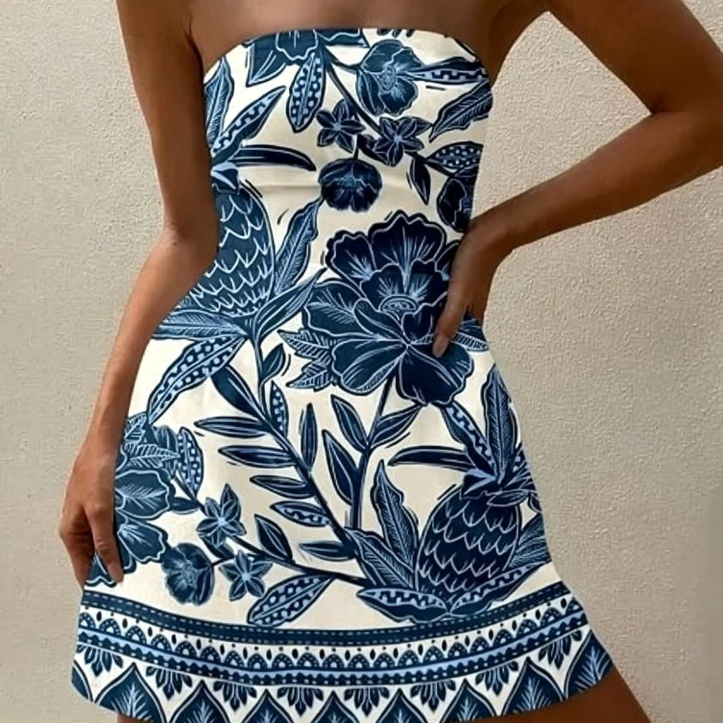 Sleeveless Tube Dress For Women Tie-dye Abstract Design