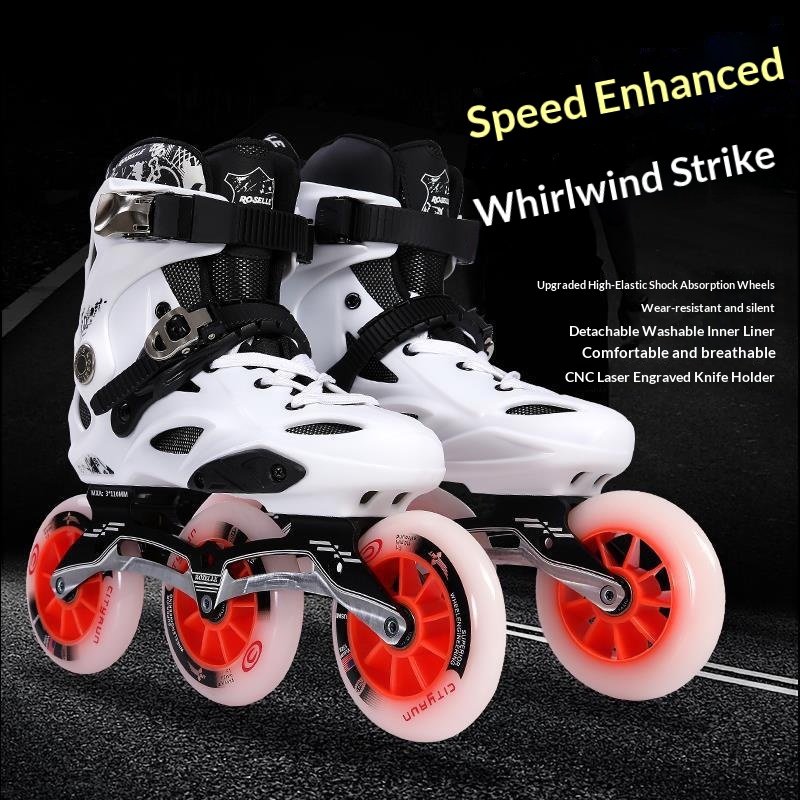Three Wheel Inline Skates Speed Racing PU Rubber
