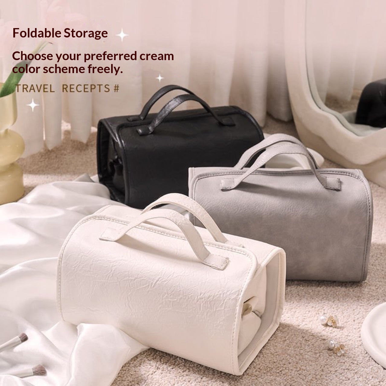 Detachable Foldable Makeup Bag Womens Handbag