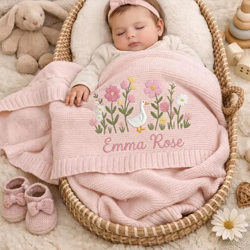 Embroidered Name Baby Knitted Cotton Nap Personality Sofa Blanket