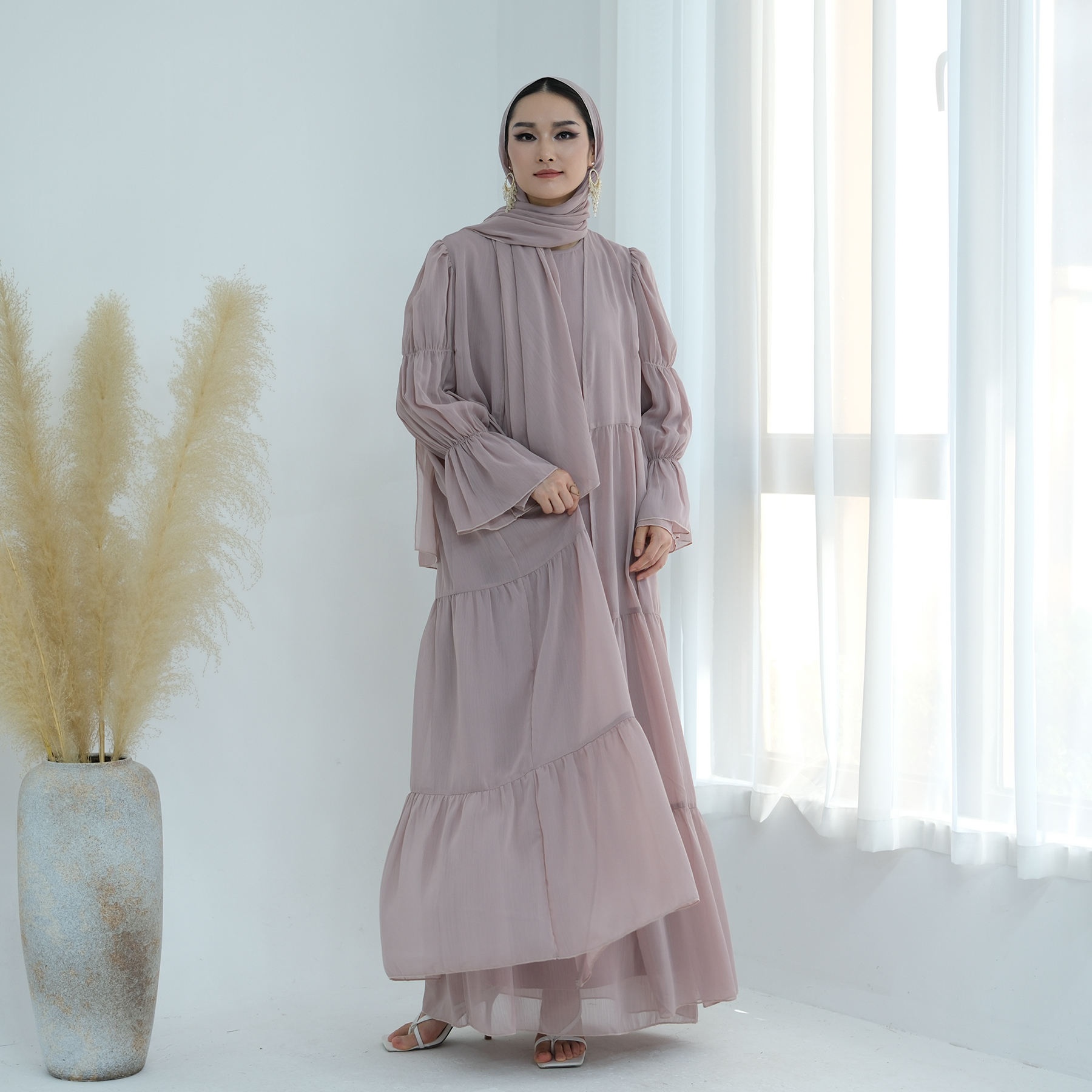 Chiffon Moderate Style Muslim Jumpsuit Long Skirt