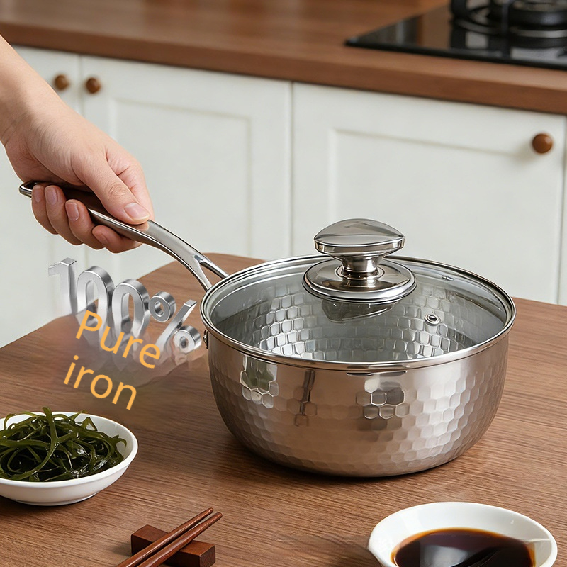 Pure Titanium Snow Pan - Uncoated Non-Stick Baby Food Pot Dishwasher Safe Small Milk Saucepan for Home Kitchen Cooking