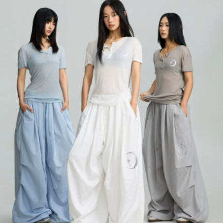 Gothic-style Extra-wide Casual Pants Quick-drying Versatile Pleated Trousers