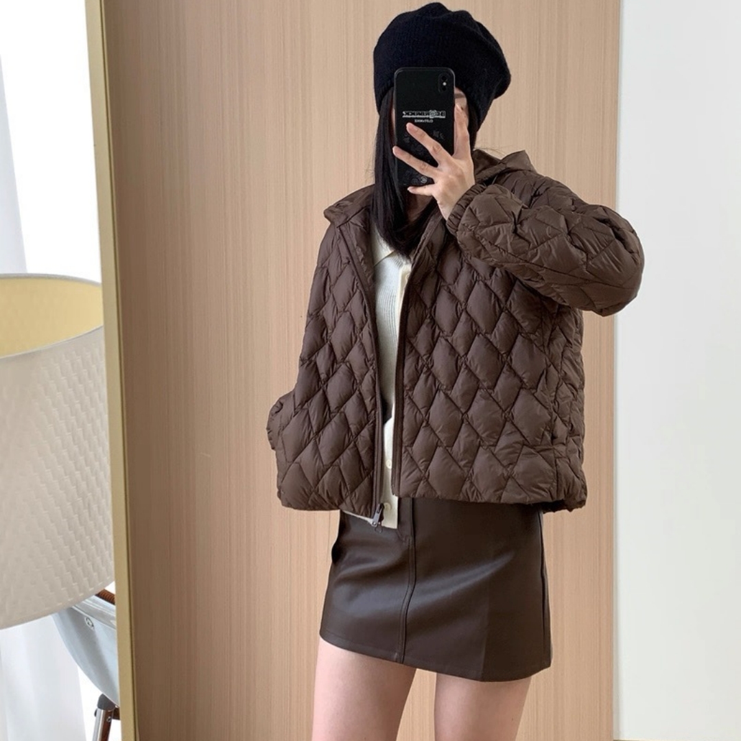 Womens Lightweight Warm Cotton-padded Hooded Coat For Fall And Winter