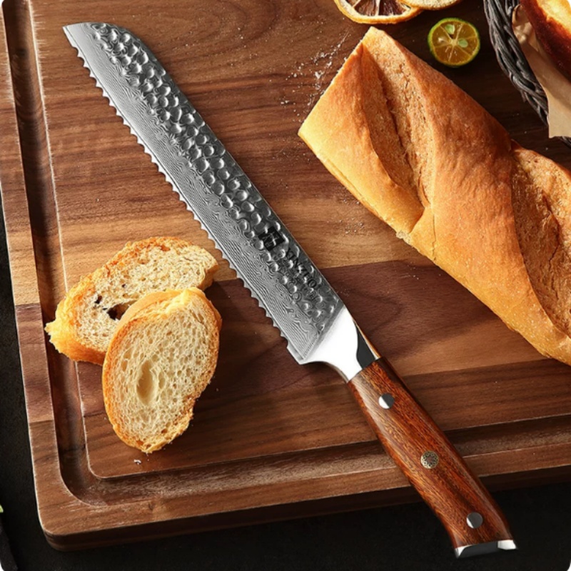 Damascus Steel Baked Knife For Bread Cutting