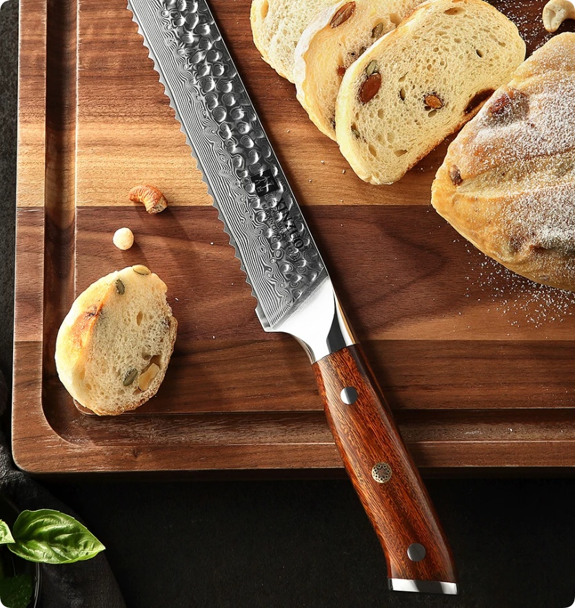 Damascus Steel Baked Knife For Bread Cutting