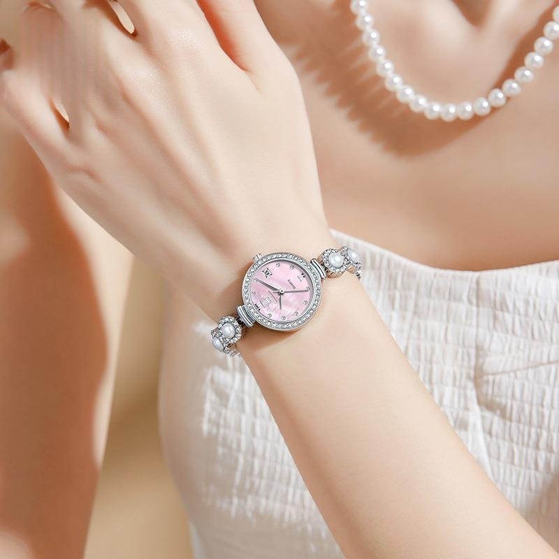 Women's Quartz Watch with Pearl Bracelet