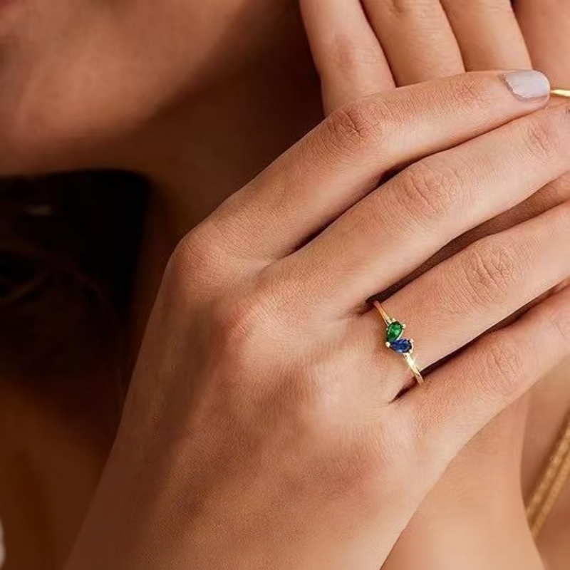 12 Zodiac Birthstone 18K Gold Plated Delicate Adjustable Ring For Women