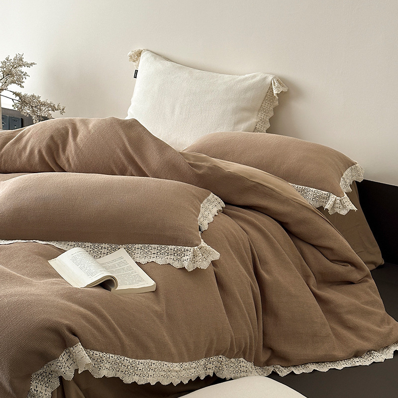 French-style Light-luxury Double-layer Sheer Four-piece Bedding Set
