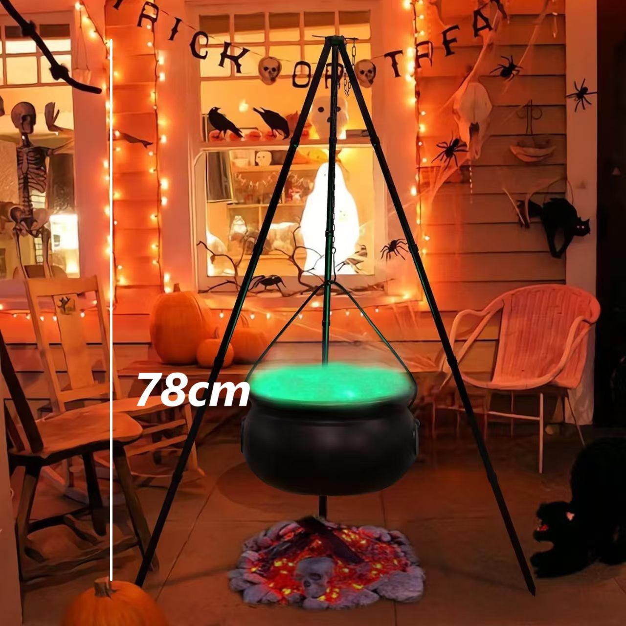 Tripod Cauldron Lantern Decoration With A Skull Motif