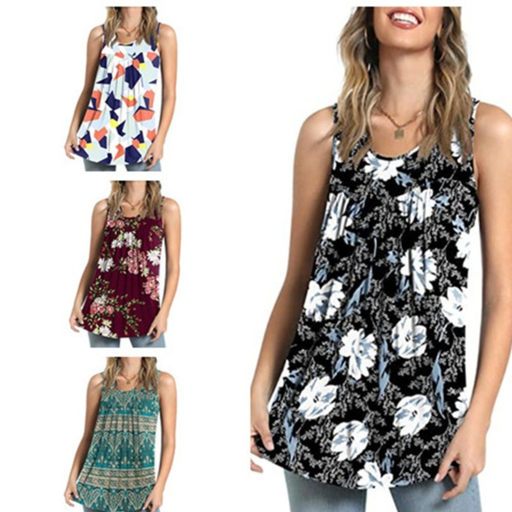 Womens Casual Sleeveless Tank Top Loose-fit Top