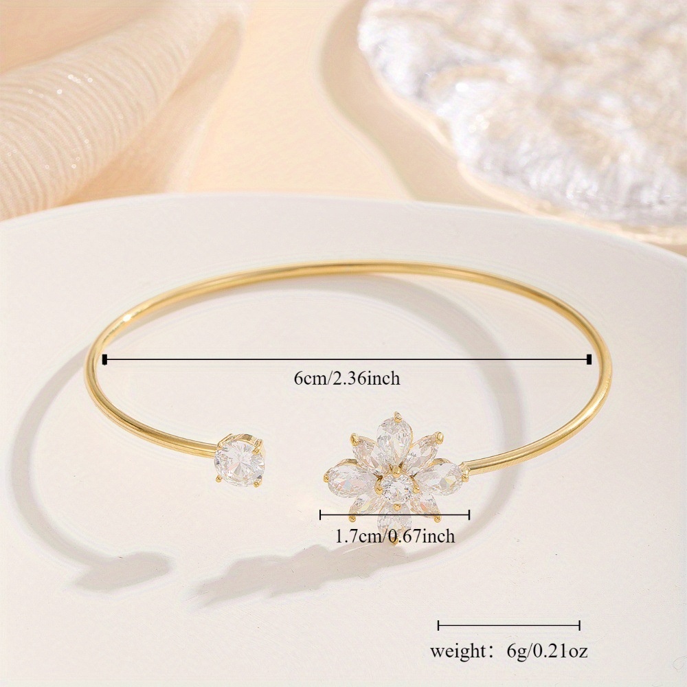 Zircon Inlays Copper Bangle