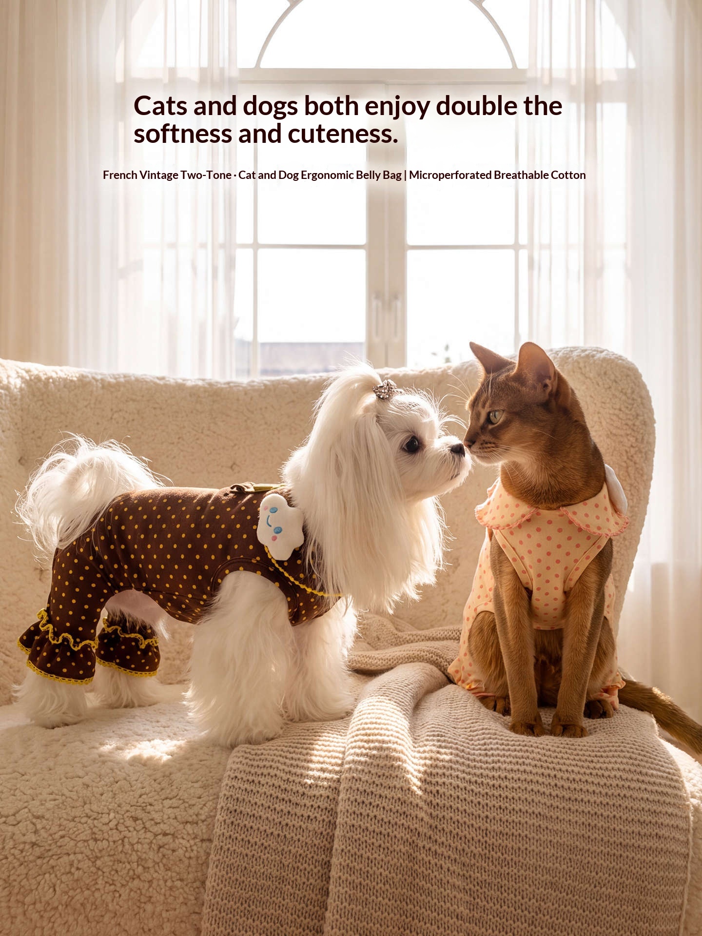 AutumnWinter Pet Cloud Polka-Dot Harness Belly Wrap Dog Clothes detail photo 3