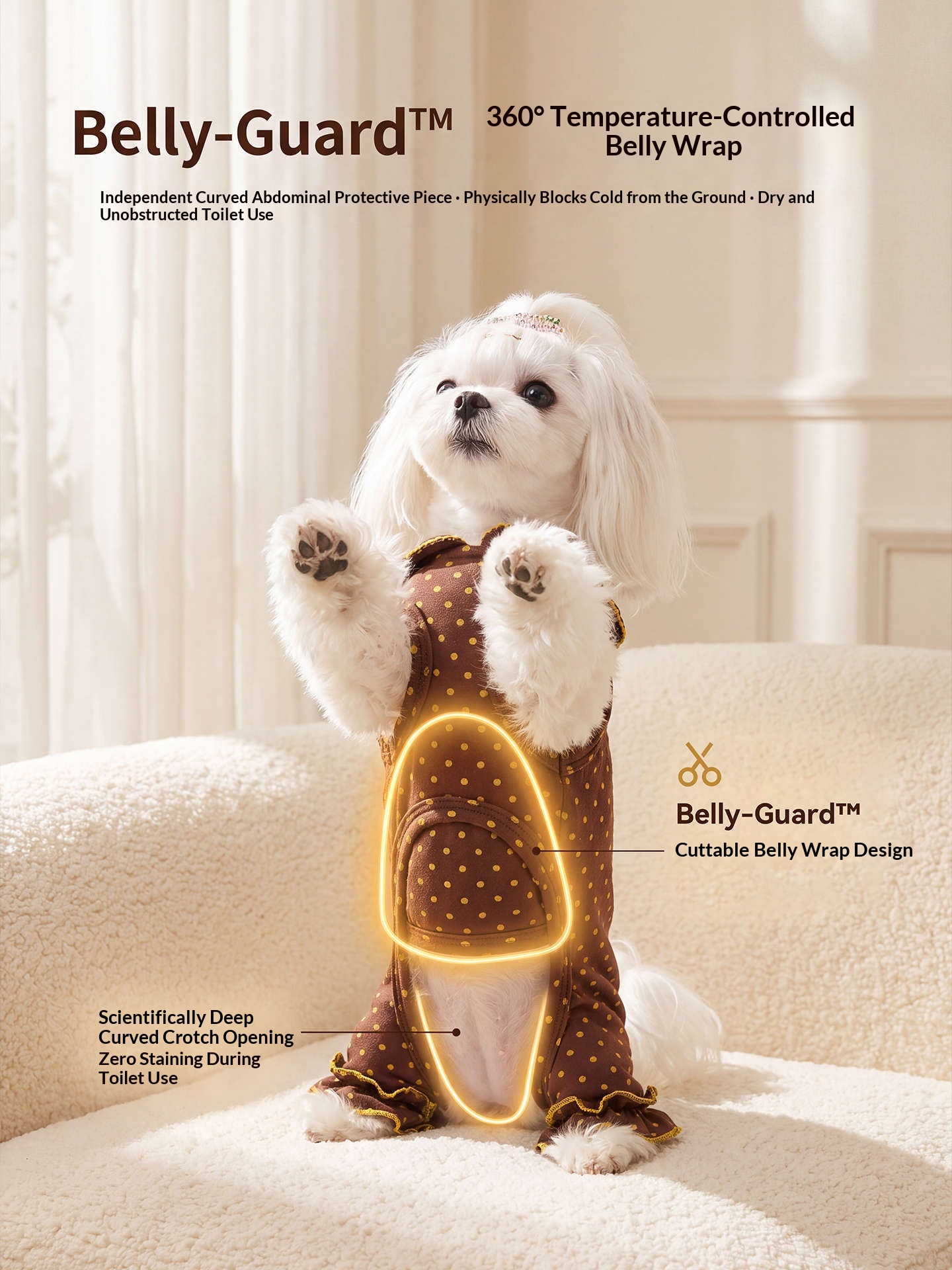 AutumnWinter Pet Cloud Polka-Dot Harness Belly Wrap Dog Clothes detail photo 4
