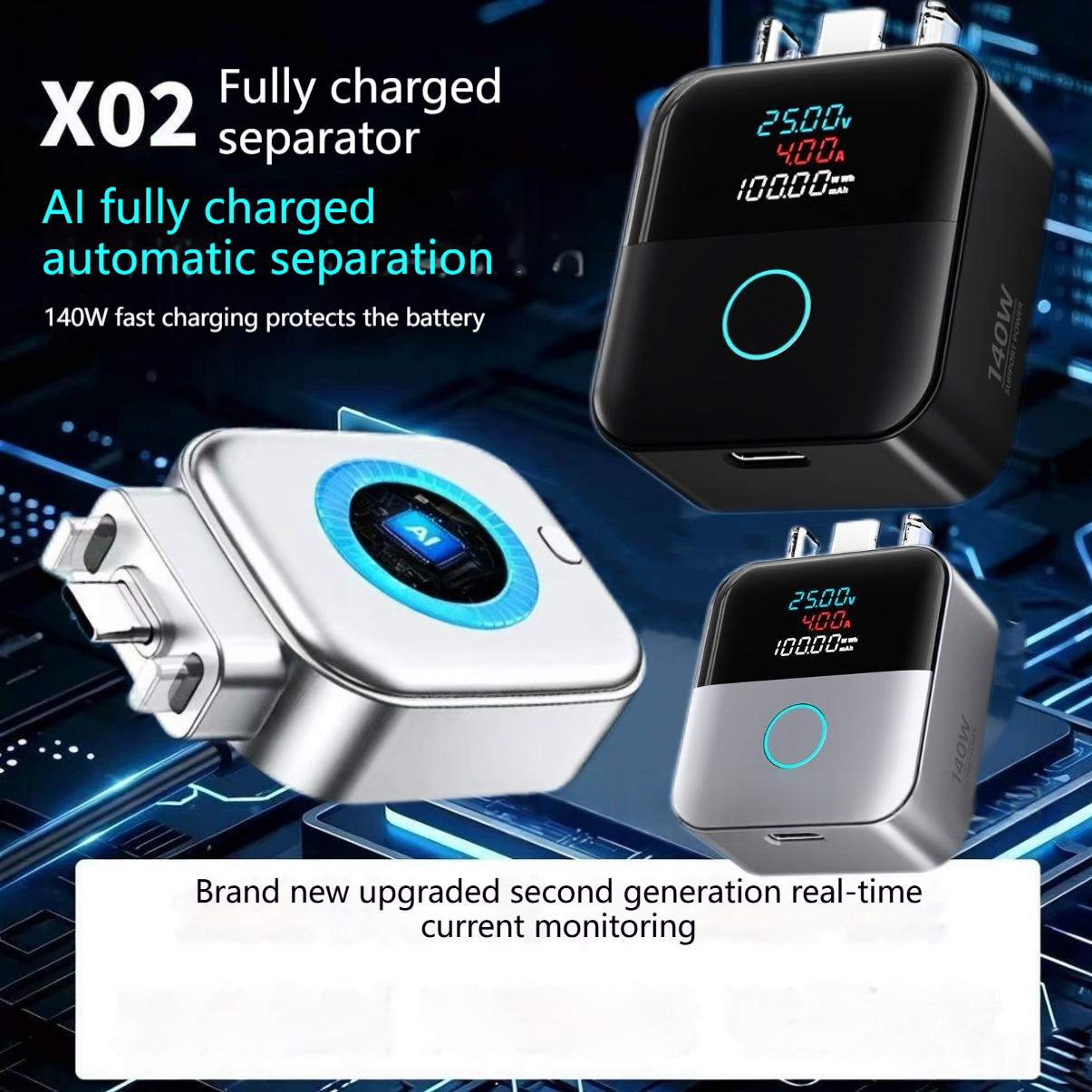 Smart 140W Fast Charger Separator Auto Power Off