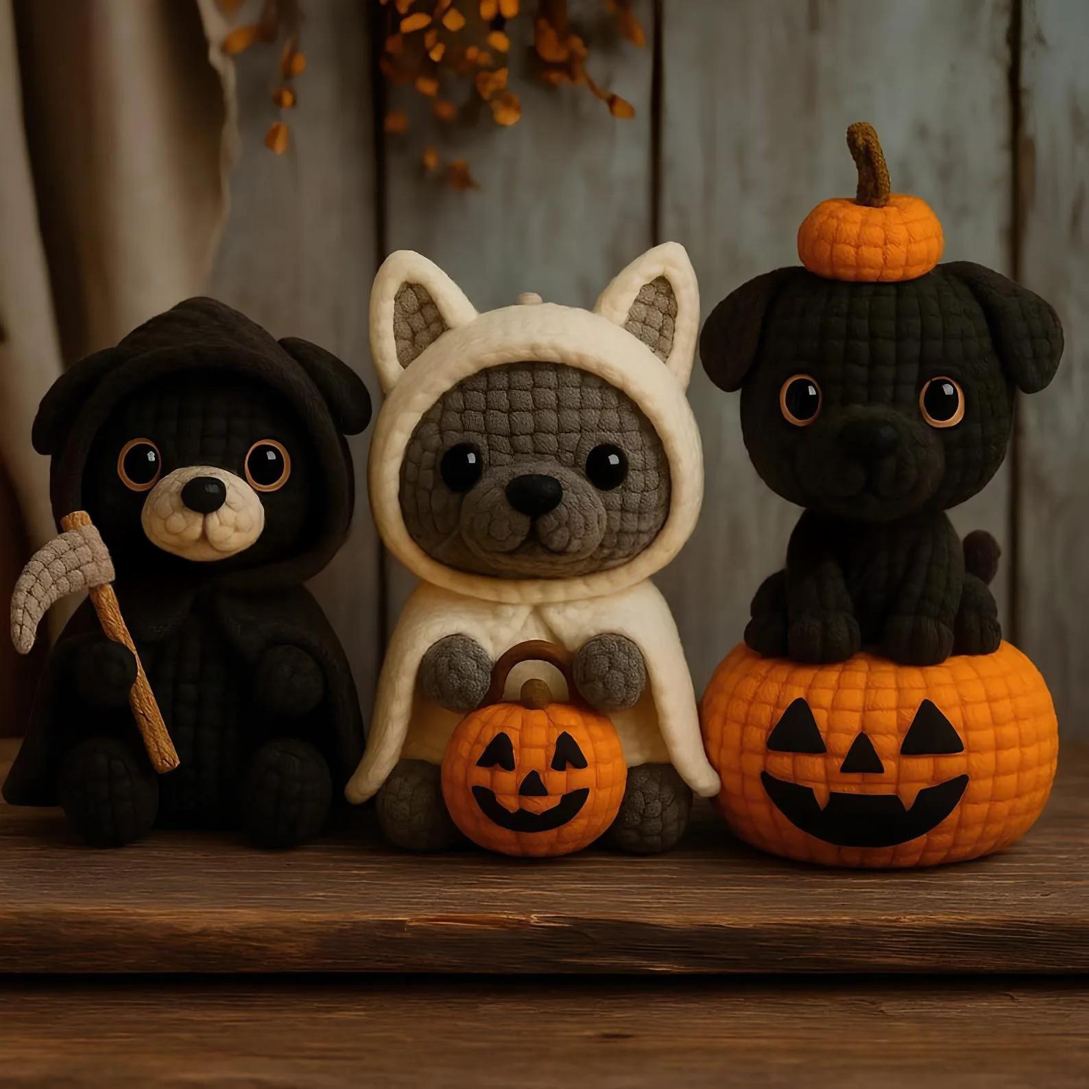 Cute Halloween Knitted Dog