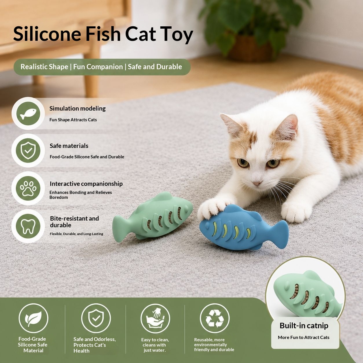 Durable Cat Toy, Silicone Teeth Cleaner