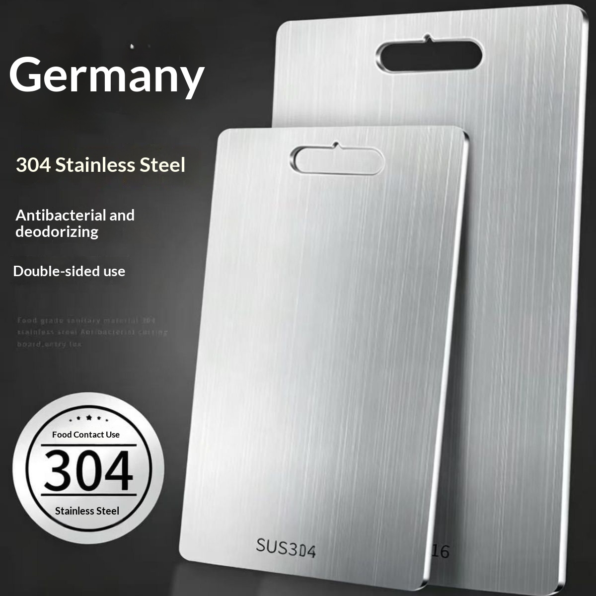 304 Stainless Steel Cutting Board Mold-resistant Double-sided For Kitchen Use