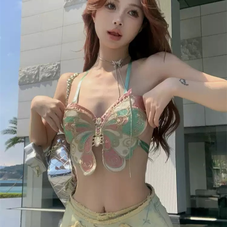 Summer Outfit Embroidered Bowknot Strapless Tank Top — image 1