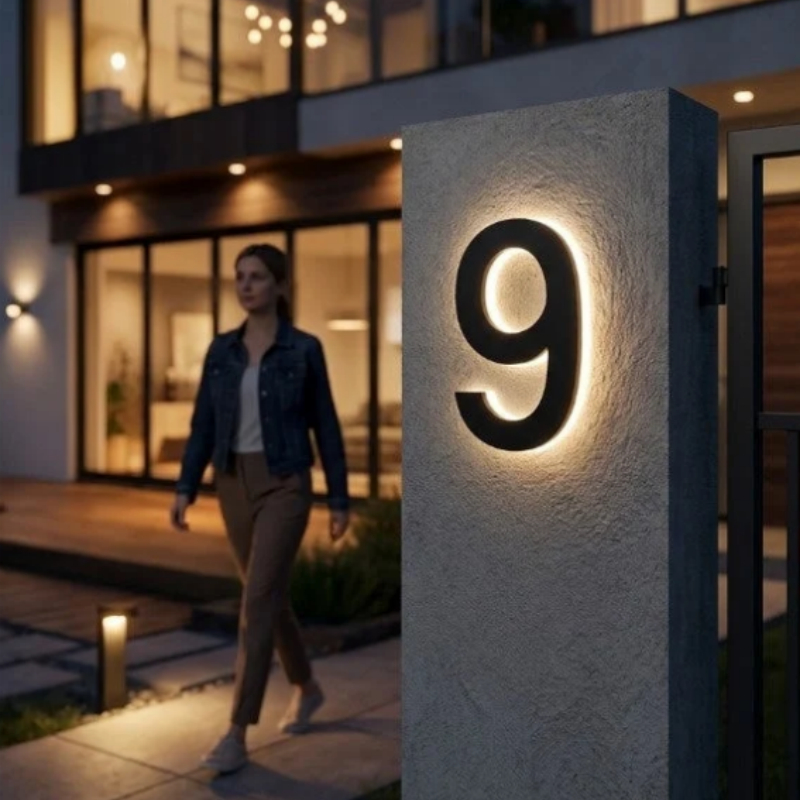 Stainless Steel Illuminated Sign House Number