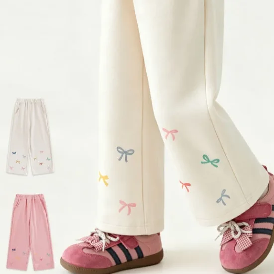 Soft, High-elasticity Wide-leg Pants With A Bow Print