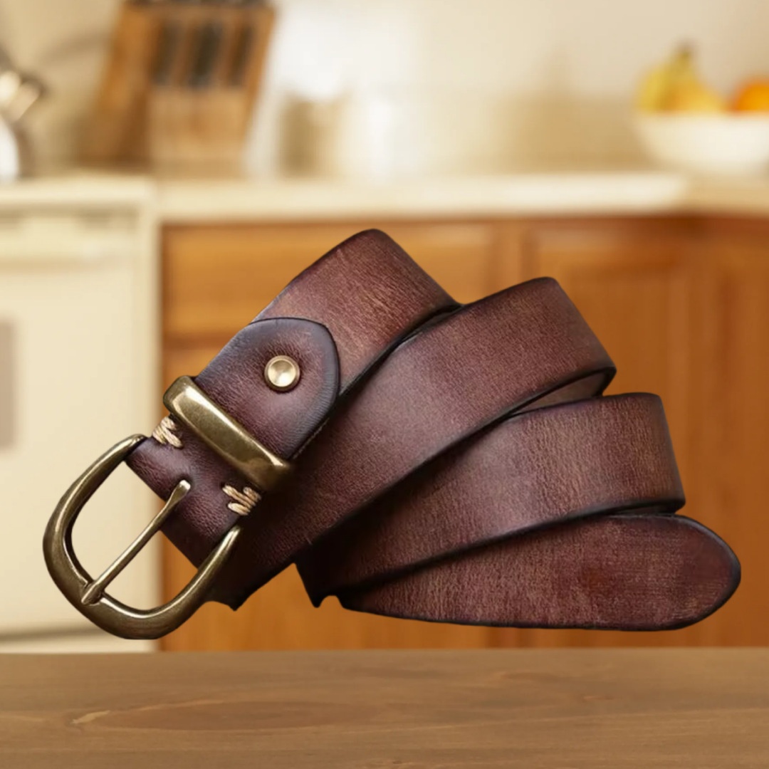 Leather Pin Buckle Vintage Distressed Cowhide Waistband — image 8 of 10
