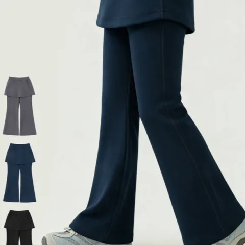 Girls' 2-in-1 Skort with High Elasticity Trousers