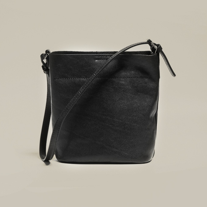 Leather Crossbody Bucket Bag, picture 4 of 5