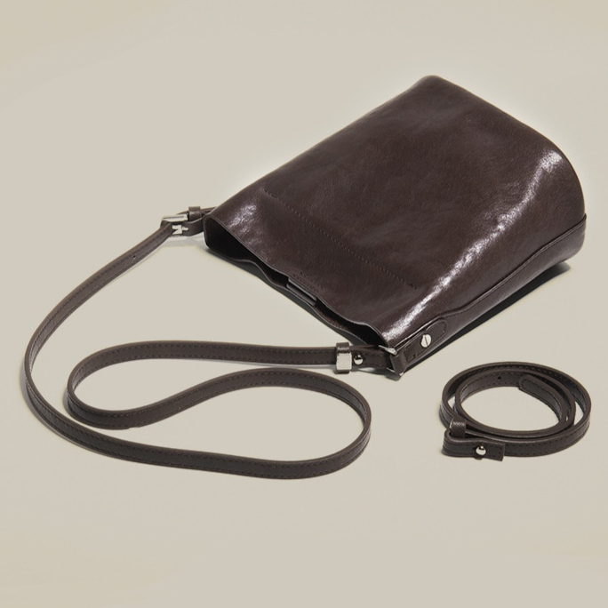 Leather Crossbody Bucket Bag, picture 3 of 5