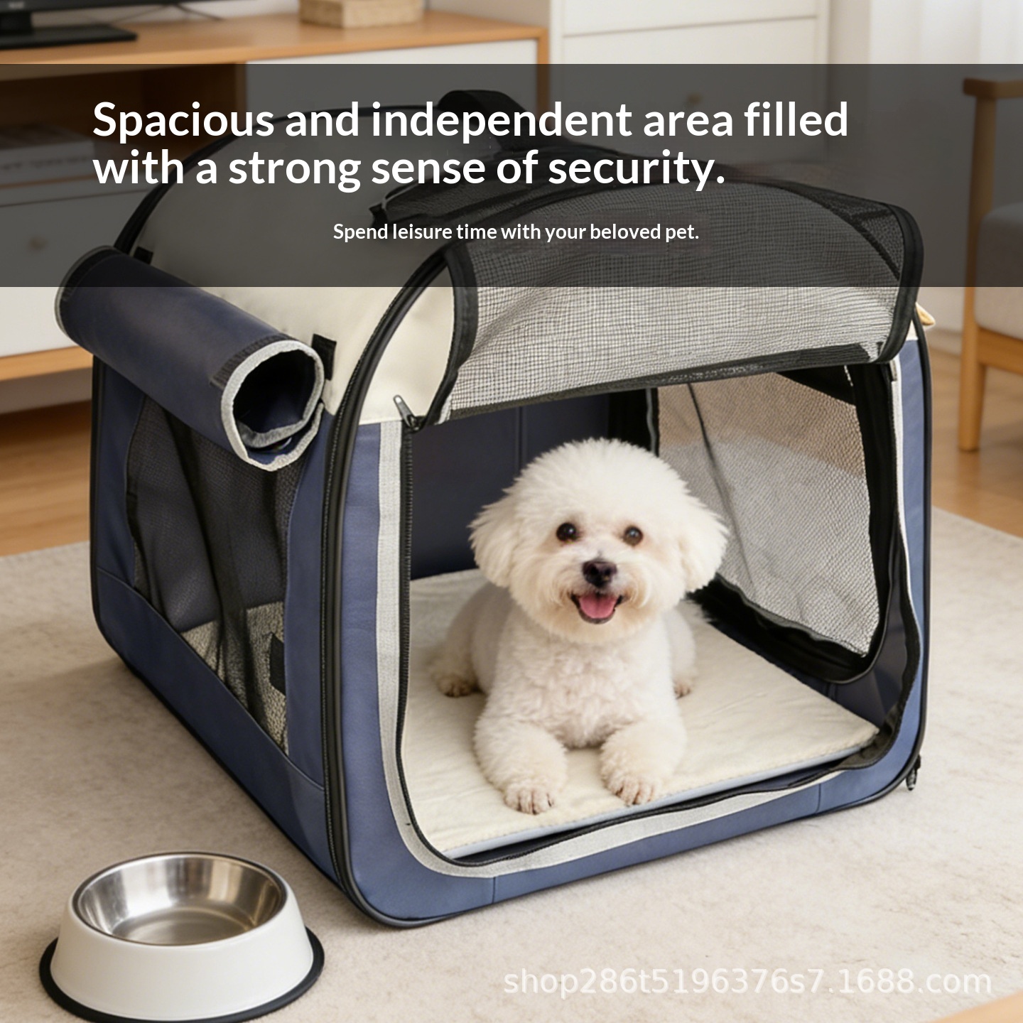 Large Pet Carrier For Cars - Large Pet Carrier For Cars Blue And White Stitching 58x50x48cm