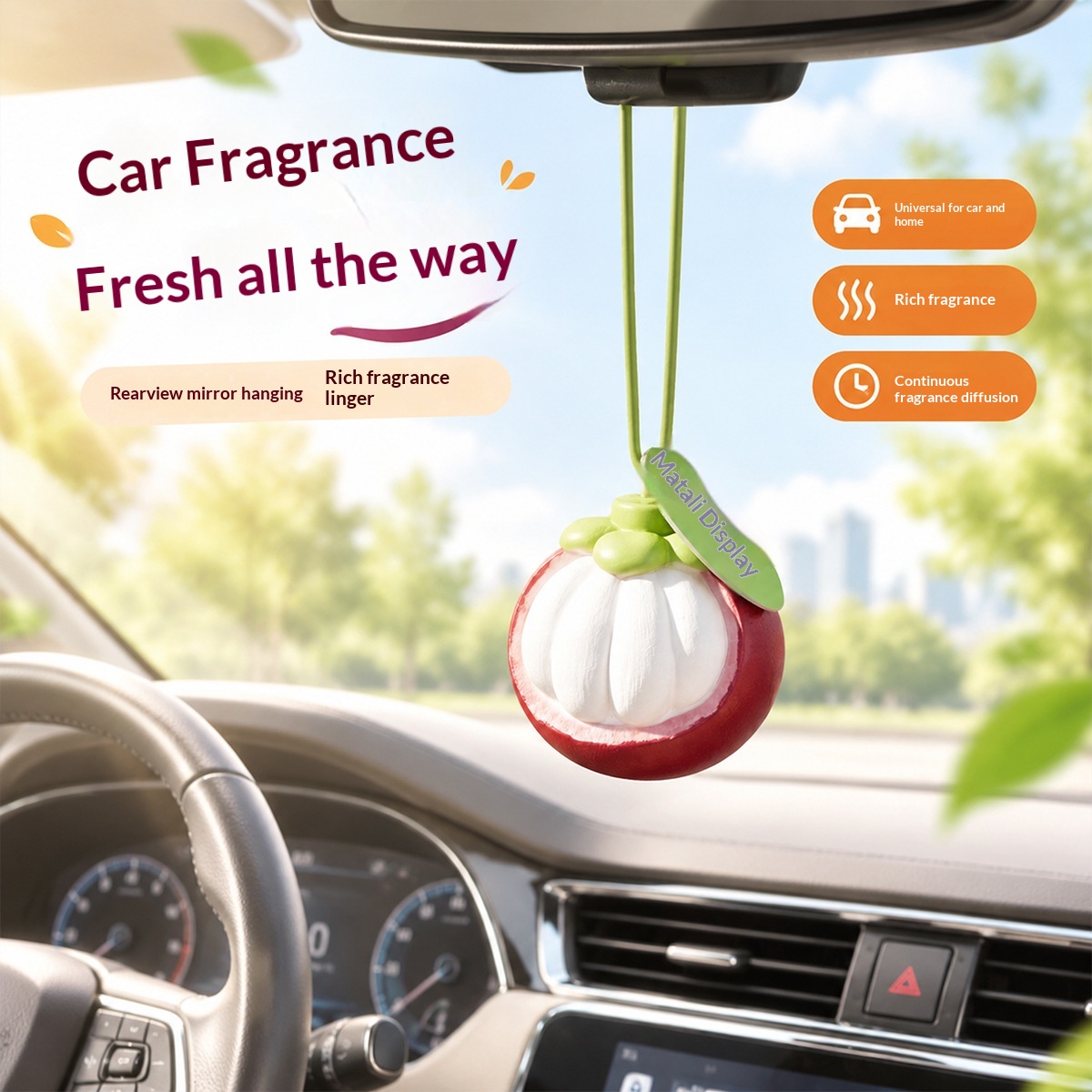 Car-mounted Fragrant Pendant With Mangosteen Fruit And Plaster Aroma