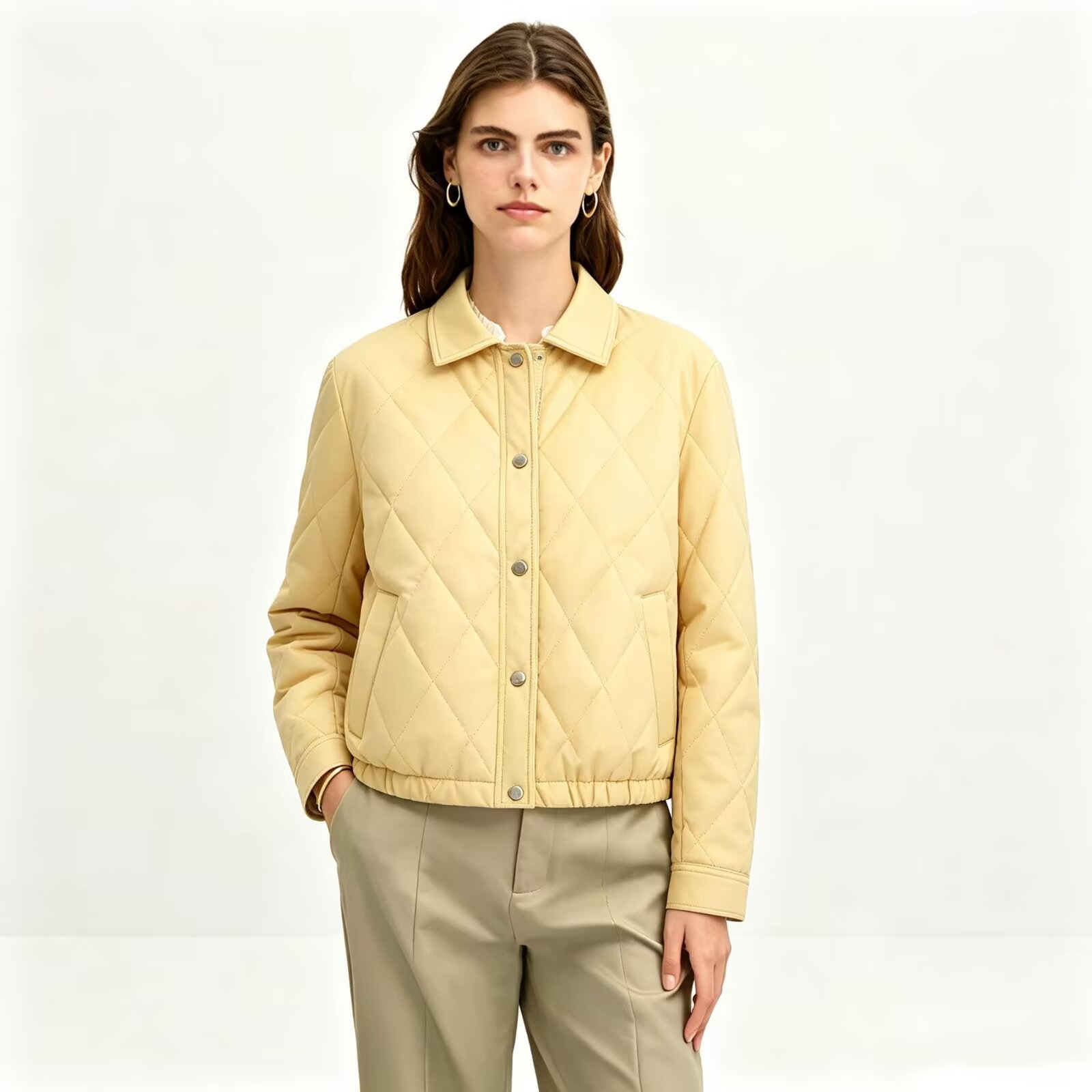 Lightweight Warm And Stylish PU Jacket With A Lapel Collar