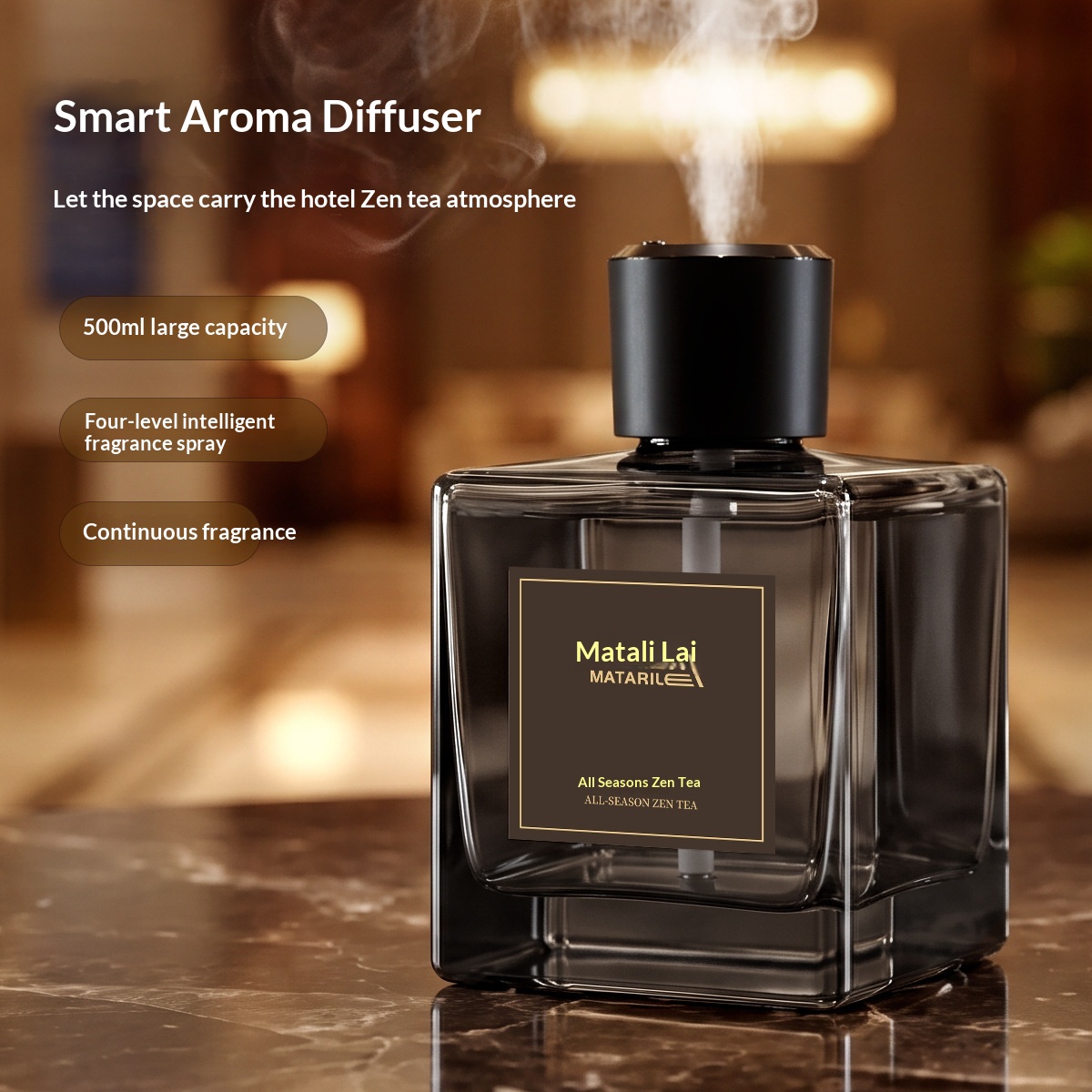 Smart Aromatherapy Diffuser 500ML Automatic Spray Toilet Odor Eliminator Long-Lasting Fragrance