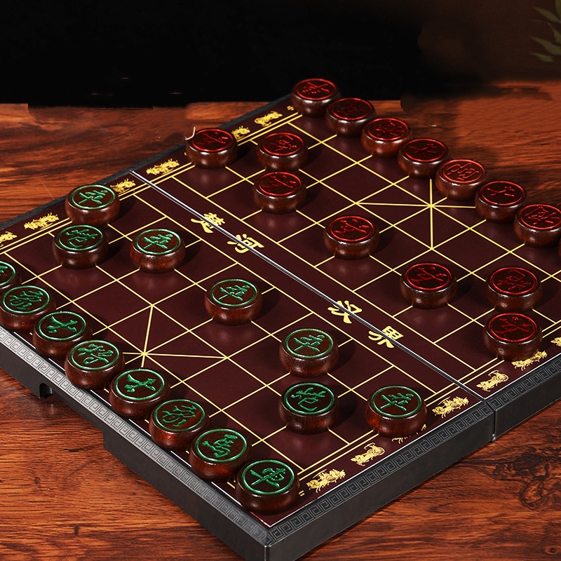 Large Solid Wood Chinese Chess Set With Board