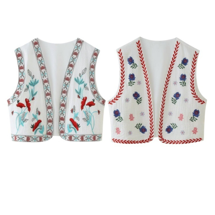 Retro Style Embroidered Vest Top