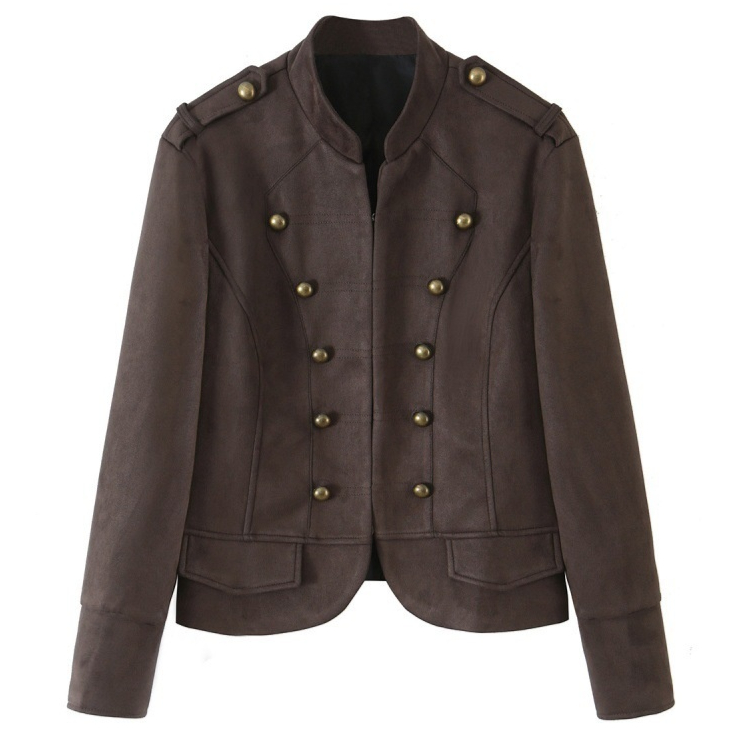 Women's Suede Double-Breasted Jacket Coat