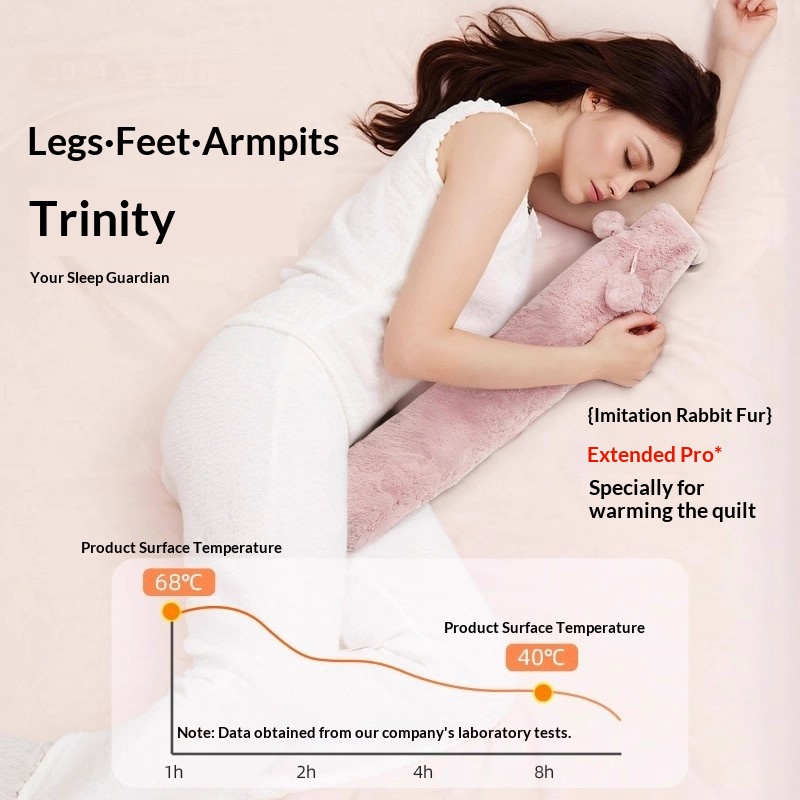 Large Long-shaped Water-filled Hot Water Bottle Plush Bed Warmer