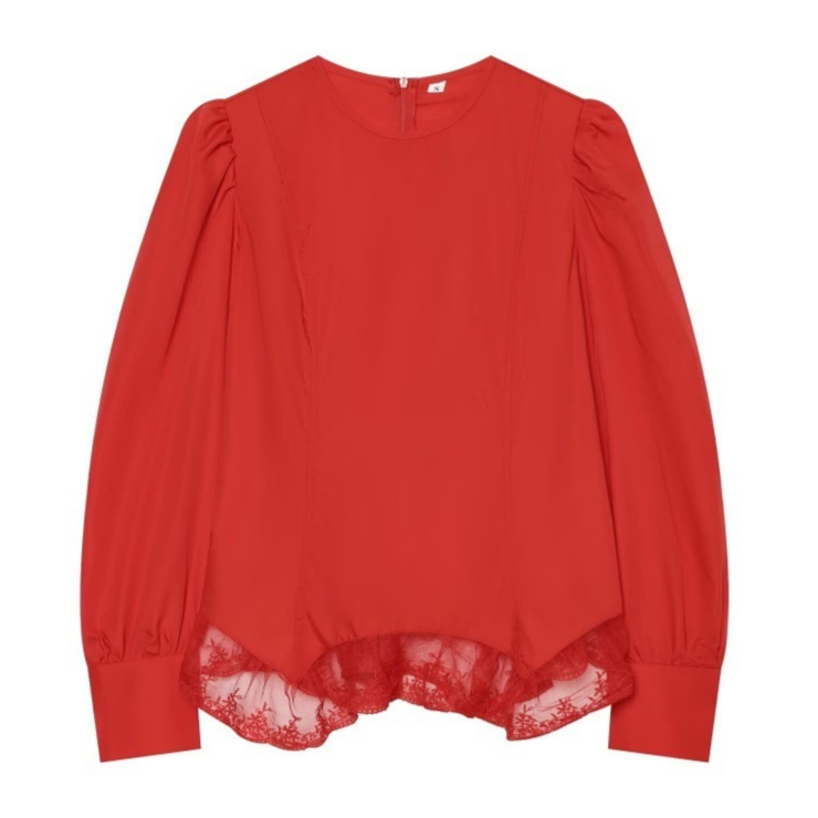 Women's Long-sleeve Top With French Lace Paneling