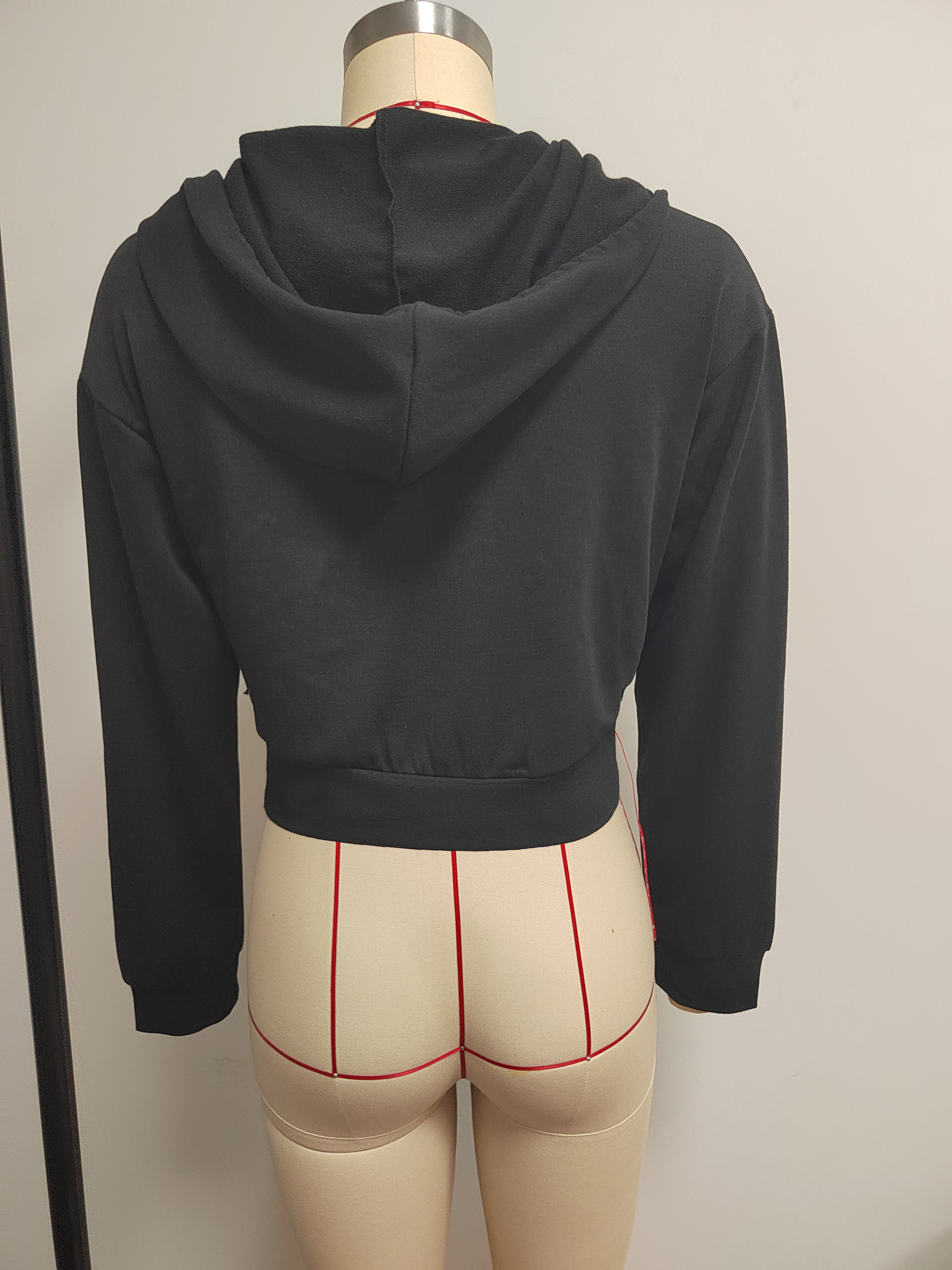 Women's Half-Zip Hooded Crop Sweatshirt in Wine Red