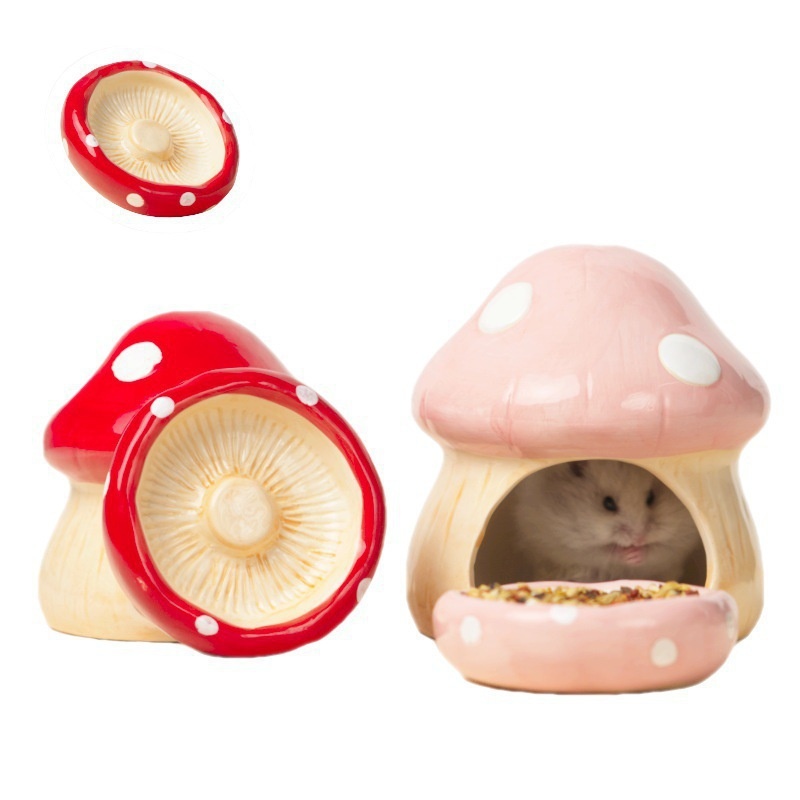 Mushroom Small Pet Universal Ceramic Nest For Hamsters